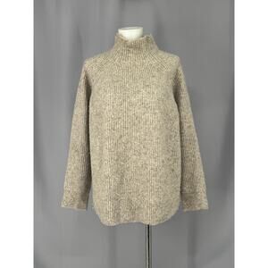 See U Soon Sweater Womens M/L Beige Alpaca Wool Mock Neck Chunky Knit Pullover